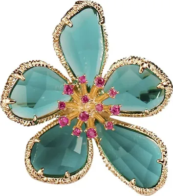 Produktbild von Lebendige Erscheinung Exquisite Brosche Pin Faux Kristall Blume Form Frauen Pin Schmuck Geschenk Kostüm Zubehör