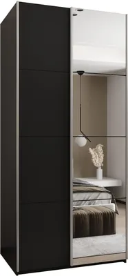 Produktbild von MEBLE KRYSPOL LUX 3 Schrank - 245,5x110x64cm - Schwarz, Schwarz, Silber