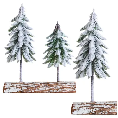 Immagine prodotto di Composizione decorativa natalizia su un tronco ricoperto di neve, 34 x 28 cm