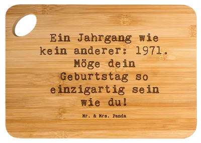 Produktbild von Mr. & Mrs. Panda brotbrett Spruch 1971 Geburtstag - Transparent - Geschenk, Glückwunsch, Hackbrett, Holzbrett, Küchenbrett, liebevoll gestaltet, Happy Birthday, geboren