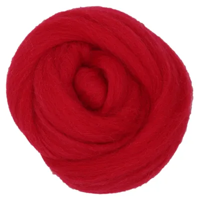 Produktbild von Filzwolle 20 g im Kammzug, ca. 90 cm Länge – 100% Wolle (Merino) Märchenwolle zum Nassfilzen und Trockenfilzen, Spinnen – Kardinalrot