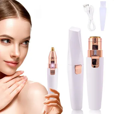 Produktbild von Augenbrauenrasierer, Gesichtsepilierer für Frauen, Epilierer (USB-aufladbar), 2-in-1-Augenbrauentrimmer und schmerzfreier Epilierer für Augenbrauen, Nase, Lippen, Gesicht und Körper