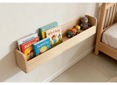 Immagine prodotto di Set di 2 organizer per libreria in legno di pino, da montare a parete, dimensioni 60 cm