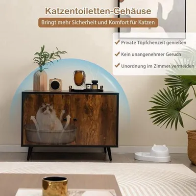 Immagine prodotto di Kattenkast - Marrone e nero - Legno - Tavolino multifunzionale per gatti