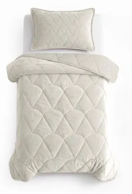 Produktbild von Sleeptime Lazy Tagesdecke aus Samt, Beige, 140 x 200 cm, mit Kissenbezügen