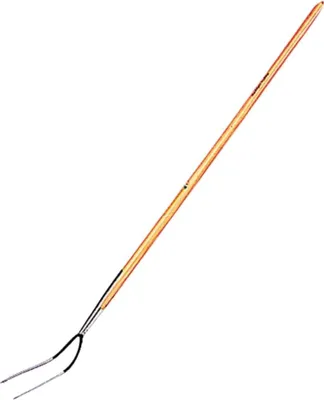Image de Fourche à foin 2 dents 135cm manche en frêne, droite, 28x16cm