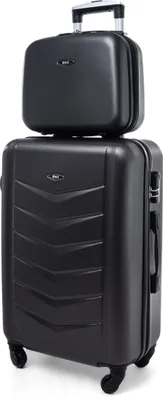 Produktbild von RGL 520 Kofferset ABS Hartschalen Koffer Abnehmbare Räder Trolley 2tlg Koffer XXL + Kosmetikkofer Schwarz