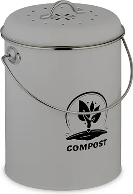 Produktbild von Relaxdays Komposteimer Küche 5,5 Liter, Mülleimer mit Deckel und Geruchsfilter, Abfalleimer Biomüll, Eisen, grau