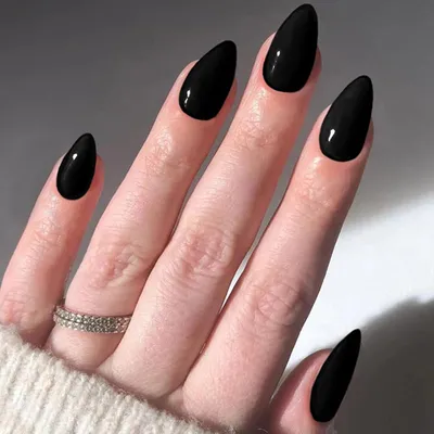 Productafbeelding van Kunstnagels, amandelvorm, zwart, 24 stuks, herbruikbaar