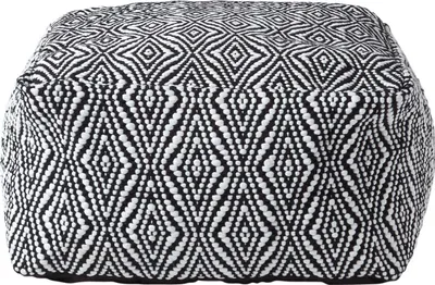 Image de HOMESCAPES Pouf Trance 60x30 cm - grand pouf noir et blanc à motifs