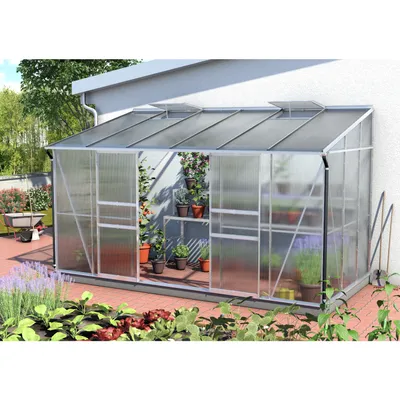 Obrázek produktu pro Skleník ke zdi Vitavia Ida 7800 polykarbonát 6 mm 201 x 387 cm hliník