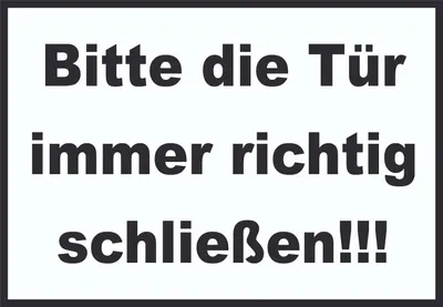 Produktbild von Schild Bitte die Tür immer richtig schwarz-weiss A4 Rückseite selbstklebend