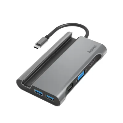 Obrázok produktu pre Hama 00200102, USB 3.2 Gen 1 (3.1 Gen 1) Type-C, 60 W, 10,100,1000 Mbit/s, Antracit, Šedá, HDMI, RJ-45, USB 3.2 Gen 1 (3.1 Gen 1) Type-A, USB 3.2 Gen 1 (3.1 Gen 1) Type-C, VGA, 230 mm