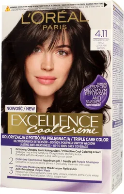 Obrázek produktu pro L'Oreal Paris Excellence Cool Krémová Barva na Vlasy 4.11 - Hydratační Ultrapanenská Hnědá Pro Intenzivně Lesklé Vlasy