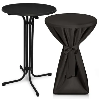 Image de Table haute d'extérieur Beautissu Bellini, pliable, Ø 60 cm, noire, avec housse
