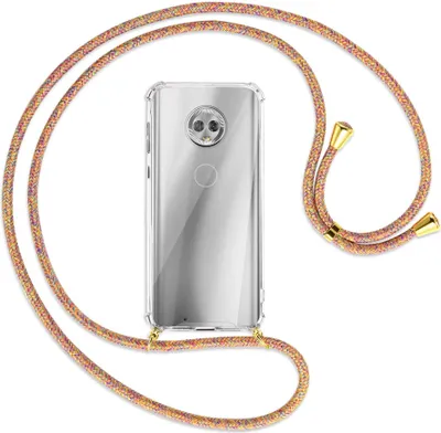 Produktbild von Handykette Backcover-Schutzhülle mit Band (Metall goldfarben) für Motorola Moto G6 - Rainbow