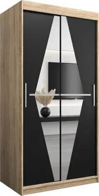 Produktbild von Kleiderschrank, Schiebetürenschrank Schlafzimmer, Schrank mit Spiegel BOLIWIA 100 cm