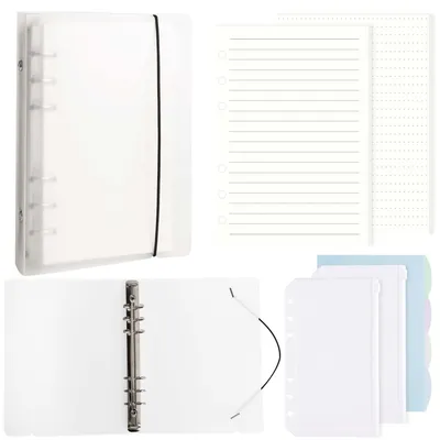 A5 Ringbuch mit 90 Blatt Papier, 2 Taschen, 4 Trennblättern