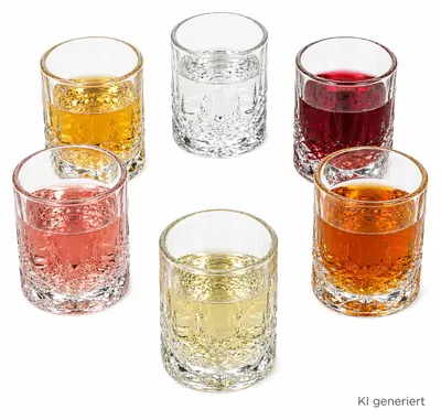 Produktbild von 6x Shot Schnapsgläser 2cl 4cl Glas Stamper mit Relief Bar Pinnchen