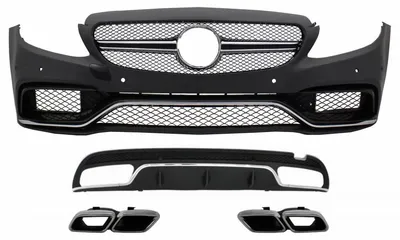 Produktbild von Bodykit für Mercedes C-Klasse W205 S205 Diffusor C63 Design Stoßstange Stoßfänger Endrohre.