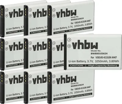 Produktbild von vhbw 10x Akku kompatibel mit Siemens Gigaset SL910H, SL910, SL910A schnurlos Festnetz Telefon (1050 mAh, 3,7 V, Li-Ion)