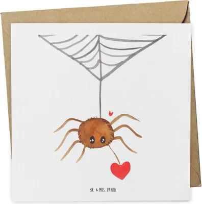 Produktbild von Mr. & Mrs. Panda Grußkarte Spinne Agathe Liebe - Weiß - Geschenk, Klappkarte, Verliebt, doppelkarte, Liebesbeweis, Glückwunschkarte, faltkarte, Liebesgeschenk