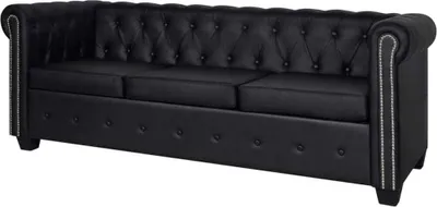 Produktbild von Chesterfield-Sofa 3-Sitzer Kunstleder Schwarz