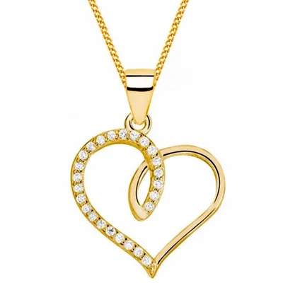 Goldene Herz-Kette Echtschmuck Geschenkidee für Damen I 45cm