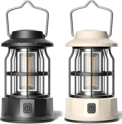 Produktbild von 2 Stück LED Camping Laterne, Handlampe Warmweiß Camping Licht, Helligkeit Einstellbar 3 Lichtmodi, Wasserdichte Campingleuchte Zeltlampe Campinglampe