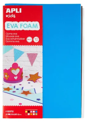 Produktbild von Apli Kids - Kinder-Moosgummi ft 20 x 30 cm, Packung mit 10 Bögen in verschiedenen Farben sortiert