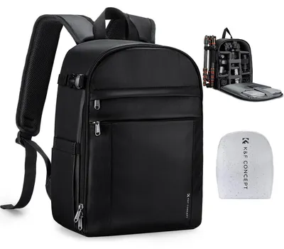 Produktbild von Kamerarucksack - 13L Fotorucksack - Wasserdicht - Leicht für Reise und Outdoor - Fach für DSLR/SLR und Stativ - 27x13x39 cm - Schwarz II