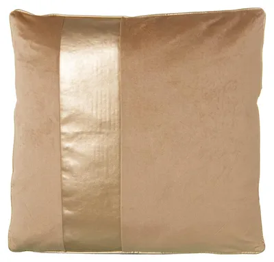 Vierkantkussen 45x45 cm, beige/gold, einseitig Samt, Reißverschluss