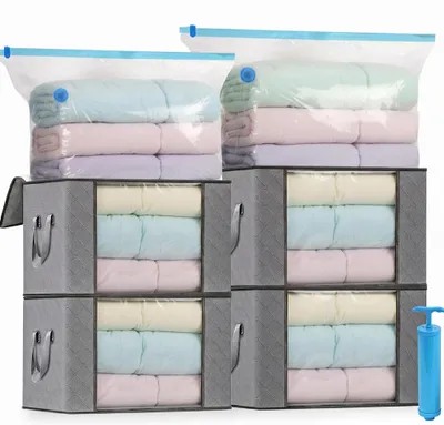 Aufbewahrungsset: 4 Vakuumbeutel + 4 Boxen + Pumpe