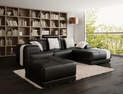 Productafbeelding van Zitmeubelset, hoekbank, leren bekleding - model 2695A