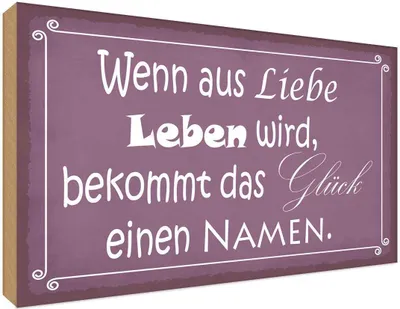 Produktbild von vianmo Holzschild 30x40 cm Glück wenn aus Liebe Leben wird Spruch Zitat