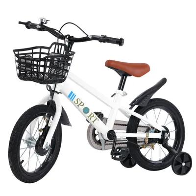 Image de 16 pouces Vélo d'enfant Vélo de garçon Vélo d'apprentissage avec roues de soutien Vélo de garçon fille Vélo blanc