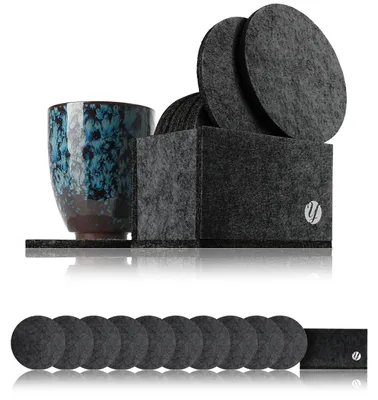 Vilt Untersetzer rund 10er Set hellgrau/dunkelgrau Ø10 cm 5 mm