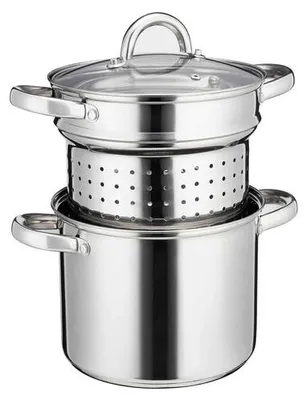 Produktbild von Cooks Professional Pastatopf aus Edelstahl mit Glasdeckel & Herausnehmbarem Siebeinsatz | Geeignet für alle Herdarten, einschließlich Induktion