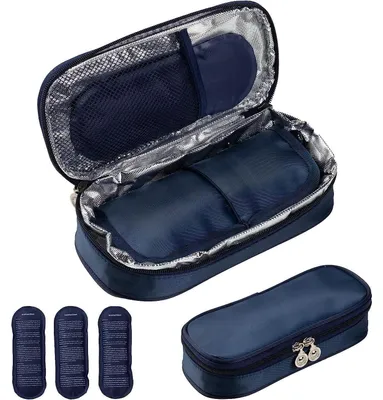 Produktbild von Insulin Kühltasche Reise mit 3 Kühlakkus, Medikamententasche für Diabetiker