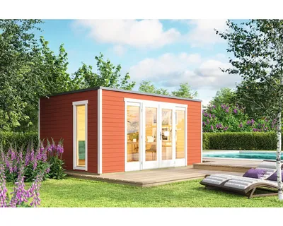 Produktbild von Gartenhaus Outdoor Life Palermo 2 inkl. Fußboden 450 x 302,5 cm schwedenrot