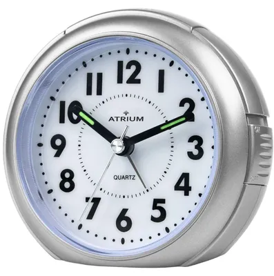 Produktbild von ATRIUM Wecker Analog Quarz silber A240-19 ohne Ticken mit Licht große Zahlen