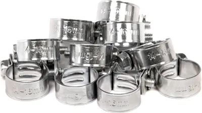 Produktbild von 10 x Mini Schlauchklemmen-Sortiment Rundziehende Schlauchschellen Satz 14-16 mm