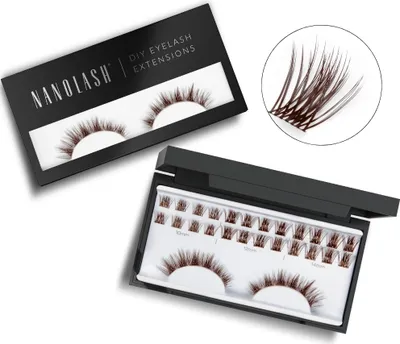 Obrázek produktu pro Hnědé umělé klastrove řasy pro aplikaci doma Nanolash HARMONY 36 trsů