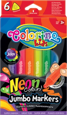 Productafbeelding van Driehoekige jumbo-neonstiften, 6 kleuren, Colorino, nummer 8881