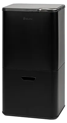 Obrázok produktu pre eluno Abfalleimer, 58 Liter Fassungsvermögen, Mülleimer mit 3 Behältern aus schwarzem Metall