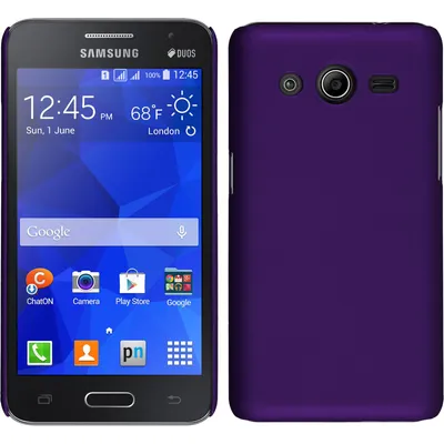 Produktbild von PhoneNatic Case kompatibel mit Samsung Galaxy Core 2 - Hülle lila gummiert Hard-case + 2 Schutzfolien