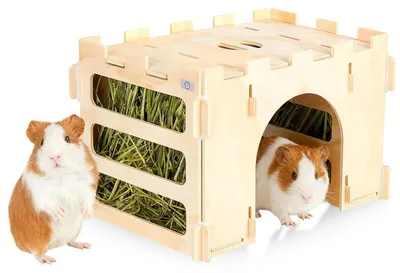 Produktbild von Kaninchen- und Meerschweinchenstall aus natürlichem Holz