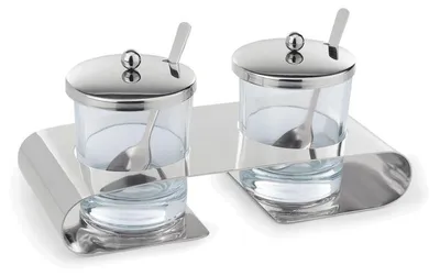Produktbild von 5x Menage mit 2 Edelstahllöffeln 200 ml Chromnickelstahl / Glas