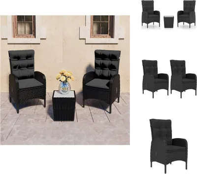 Produktbild von vidaXL 3-tlg. Bistro-Set Poly Rattan und Glas Schwarz -  Gartenmöbel-Sets