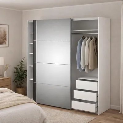 Immagine prodotto di Dmora Guardaroba 2 Ante Angri 64x201.5h cm Bianco, Appendiabiti 2 Ante